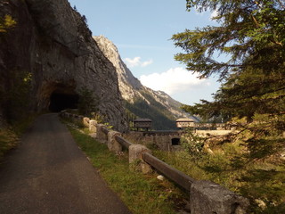 mountain, landscape, nature, mountains, river, sky, forest, water, valley, Austria alps, green, summer, road, rock, travel, blue, trees, hiking, panorama, alpine, cloud, park, tree