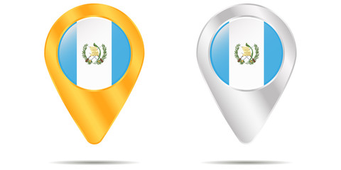 Map of pins with flag of Venezuela. On a white background