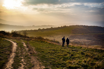 walking in the mountains