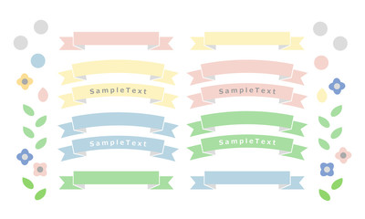 Set of decorative ribbons, spring colors.