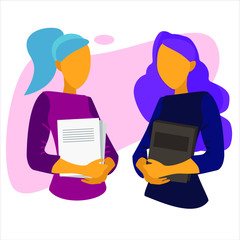 group of people workers with papers on a white background for social networks vector