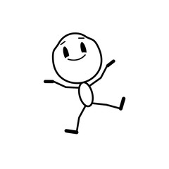 Man jumping for joy. Cartoon character. Vector line illustration on a white background.