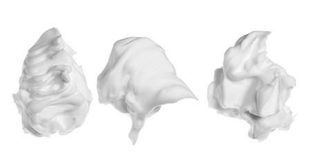 Set shave foam isolated on white background, clipping path