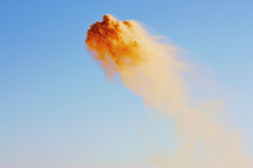 Sand launched in the air