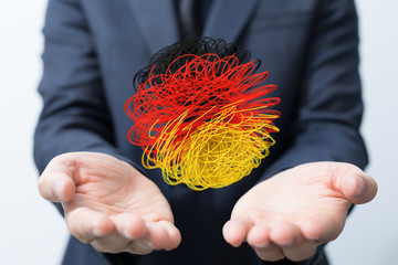 map of Germany. Wire frame 3D mesh polygonal network line, design.