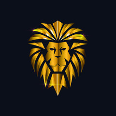 Golden Lion Head Logo Design