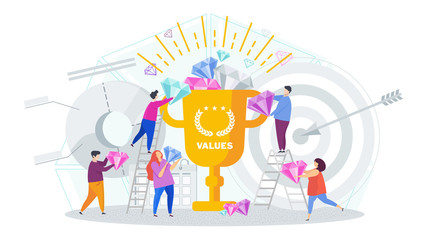 Business values concept. Company values shared by staff.