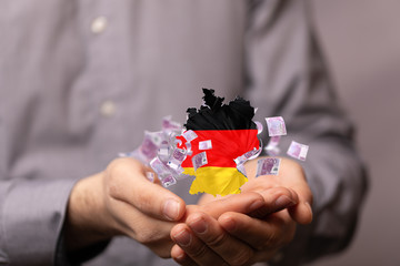 Abstract of germany map network, internet and global connection concept, Wire Frame 3D