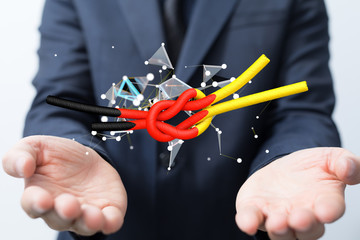 Abstract of germany map network, internet and global connection concept, Wire Frame 3D