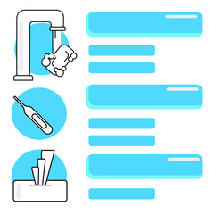 set of rules and recommendations infographic white on blue background vector hygiene coronavirus