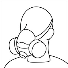 man in a respiratory mask in black on a white background vector