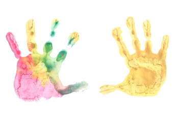 colored hands of a child