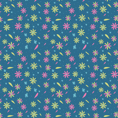 Fototapeta na wymiar Floral and field grass vector seamless pattern. Eco-friendly design element for wrapping paper, cards, textiles, wallpaper covers, products. 