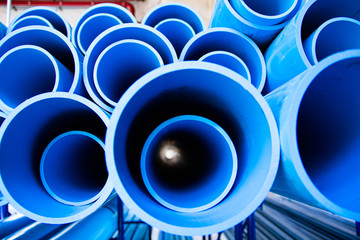  PVC pipes stacked in construction site