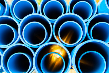  PVC pipes stacked in construction site