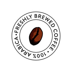 Coffee Bean Logo-Badge-Stamp - Freshly Brewed Coffee