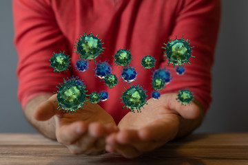 Group of virus cells. 3D illustration of virus cells.