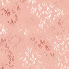 Stylized branches. Rose gold. Vector decorative pattern