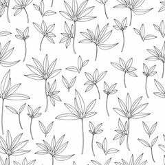 Black and white floral pattern. Vector background