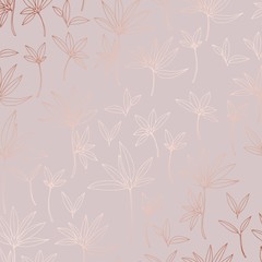 Elegant floral vector pattern. Rose gold.