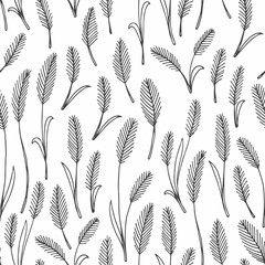 Black and white floral pattern. Vector background