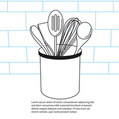 abstract background of Kitchen tool,spoon,whisk,vector illustrations