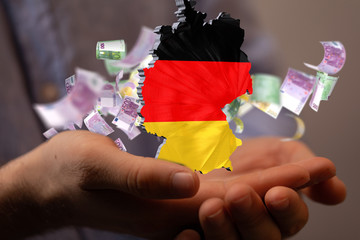 Abstract of germany map network, internet and global connection concept, Wire Frame 3D