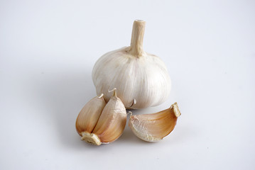fresh garlic on a white background