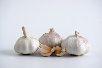 fresh garlic on a white background