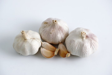 fresh garlic on a white background