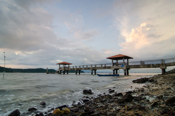 Seascape Jetty Batu Musang in sundown hour.