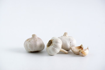 fresh garlic on a white background