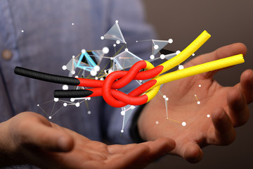 Abstract of germany map network, internet and global connection concept, Wire Frame 3D
