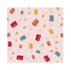 Seamless pattern with colorful nail varnish.