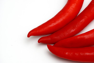 red chili on a white background