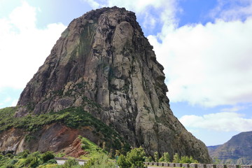 Area around the Picturesque rock Roque de Agando on the island of La Gomera, Canary Islands, Spain