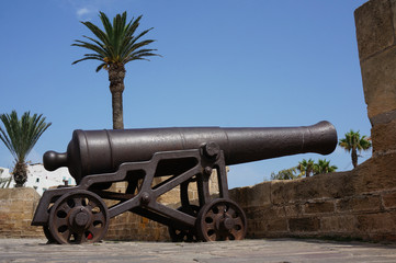Cannon on the old city wall of Casablanca, Morocco. Bastion de la Sqala.