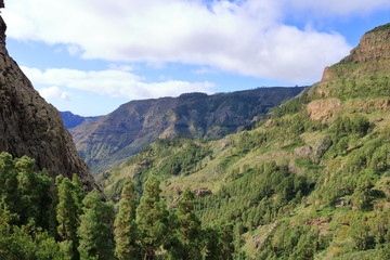 Area around the Picturesque rock Roque de Agando on the island of La Gomera, Canary Islands, Spain