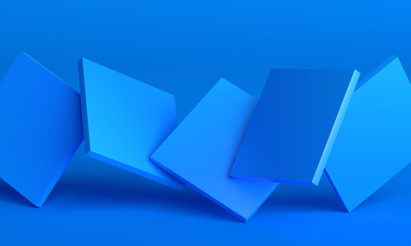 Abstract 3d Render, Background Design With Blue Squares