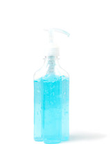 Alcohol based hand sanitizer pump bottle isolated on white. Anti bacteria and protect from Coronavirus Disease 2019 (COVID-19) virus outbreaks.