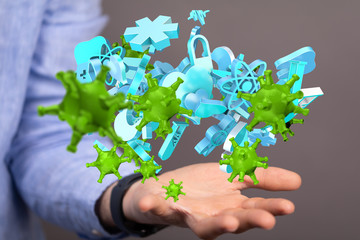Coronavirus or Flu virus - Microbiology And Virology Concept.