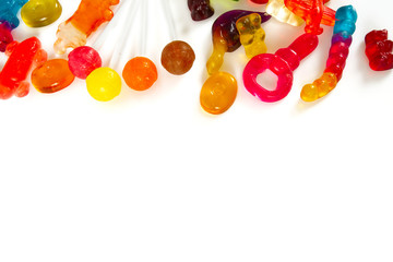 colorful candy assortment isolated on white background