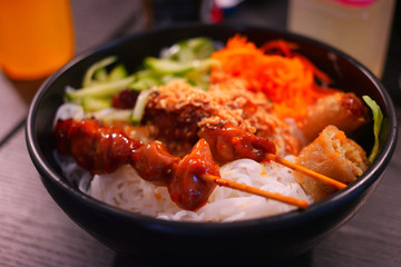 chicken satay and vegetable