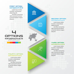 Business concept design with triangle and 4 options,Infographic template can be used for presentation,Vector illustration.
