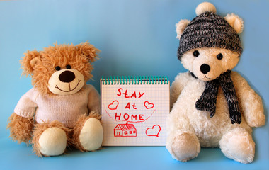 Soft toys bears and notepad with phrase 