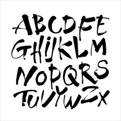 Vector Acrylic Brush Style Hand Drawn Alphabet Font. Calligraphy alphabet on a white background