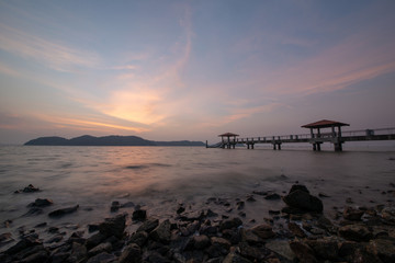 Colorful sunset at Batu Kawan jetty.