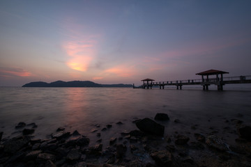 Bridge at Jetty Batu Musang during sunset moment.