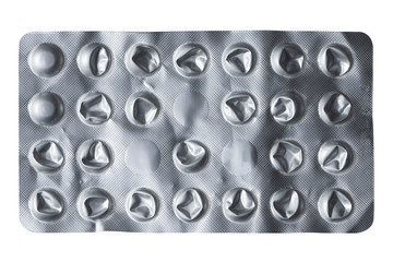 Empty pill blister isolated on white
