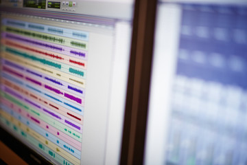 Fototapeta premium Computerised audio mixing display